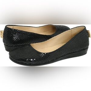French Sole FS/NY Women's Zeppa Black Snake Print Suede Flats Size 8
